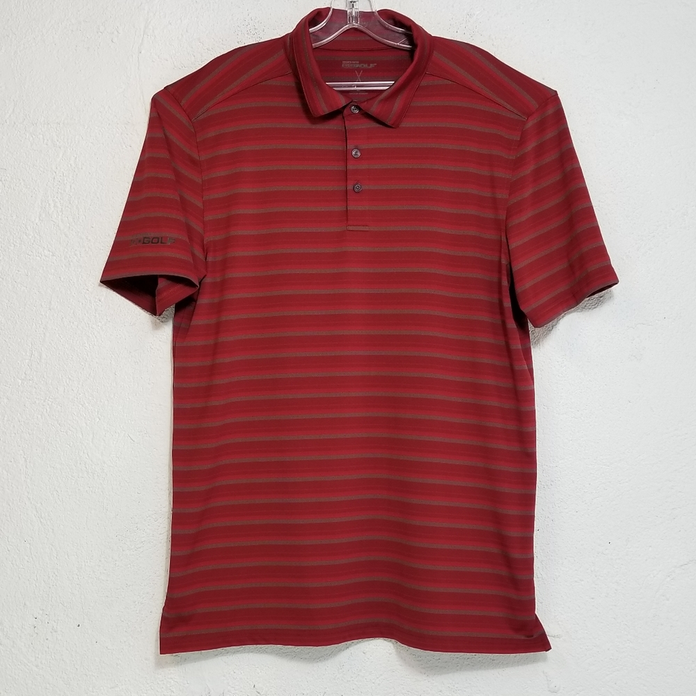 Skechers Performance Go Golf Dark Red Striped Golf Polo Shirt Size Men's Large